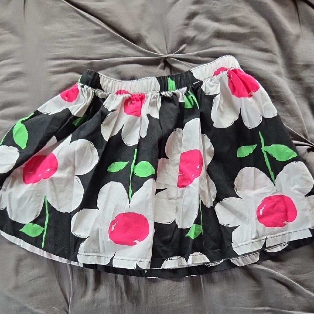 Gymboree Black and White Floral Skirt with Pink Accents